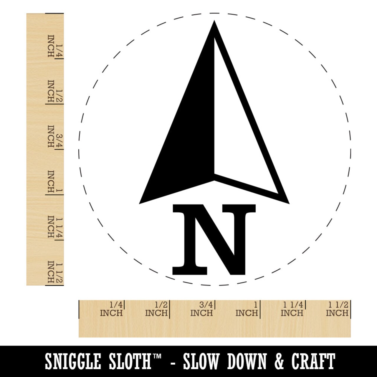 Compass Arrow Direction Due North Self-Inking Rubber Stamp for Stamping Crafting Planners